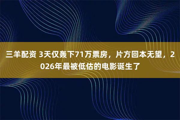 三羊配资 3天仅轰下71万票房，片方回本无望，2026年最被低估的电影诞生了