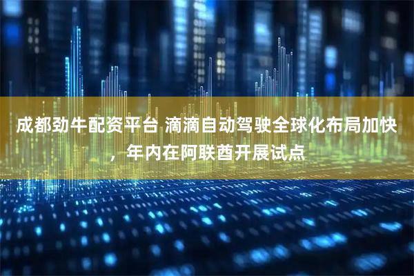 成都劲牛配资平台 滴滴自动驾驶全球化布局加快，年内在阿联酋开展试点